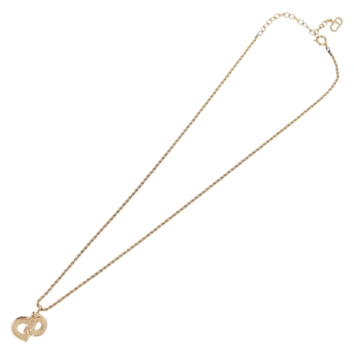 Christian Dior CD Pendant Metal and Crystals, Gold, Metal, Necklace