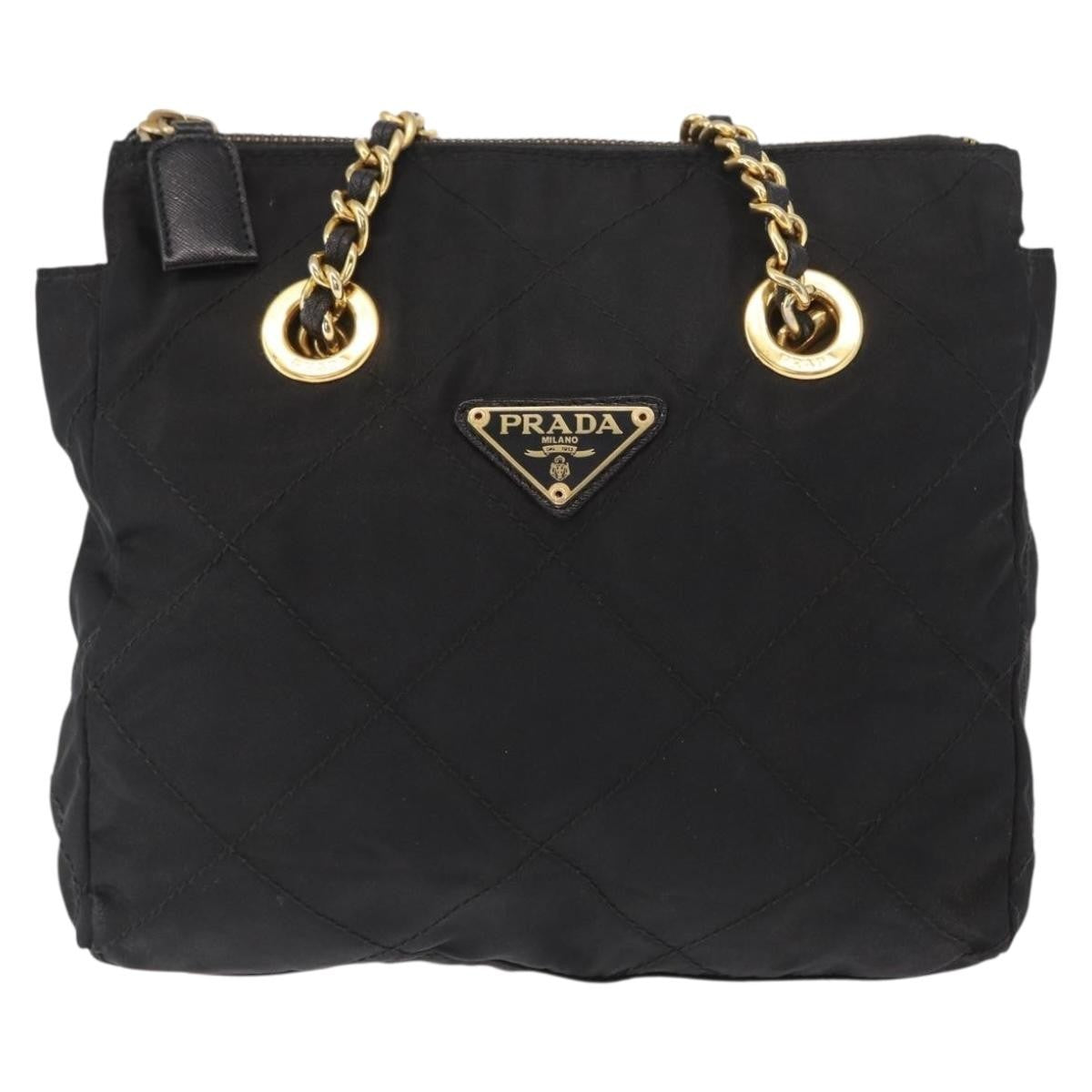 Prada Re-Edition 1995 Chain Tote Quilted Re-Nylon, Black, Nylon, Shoulder Bag