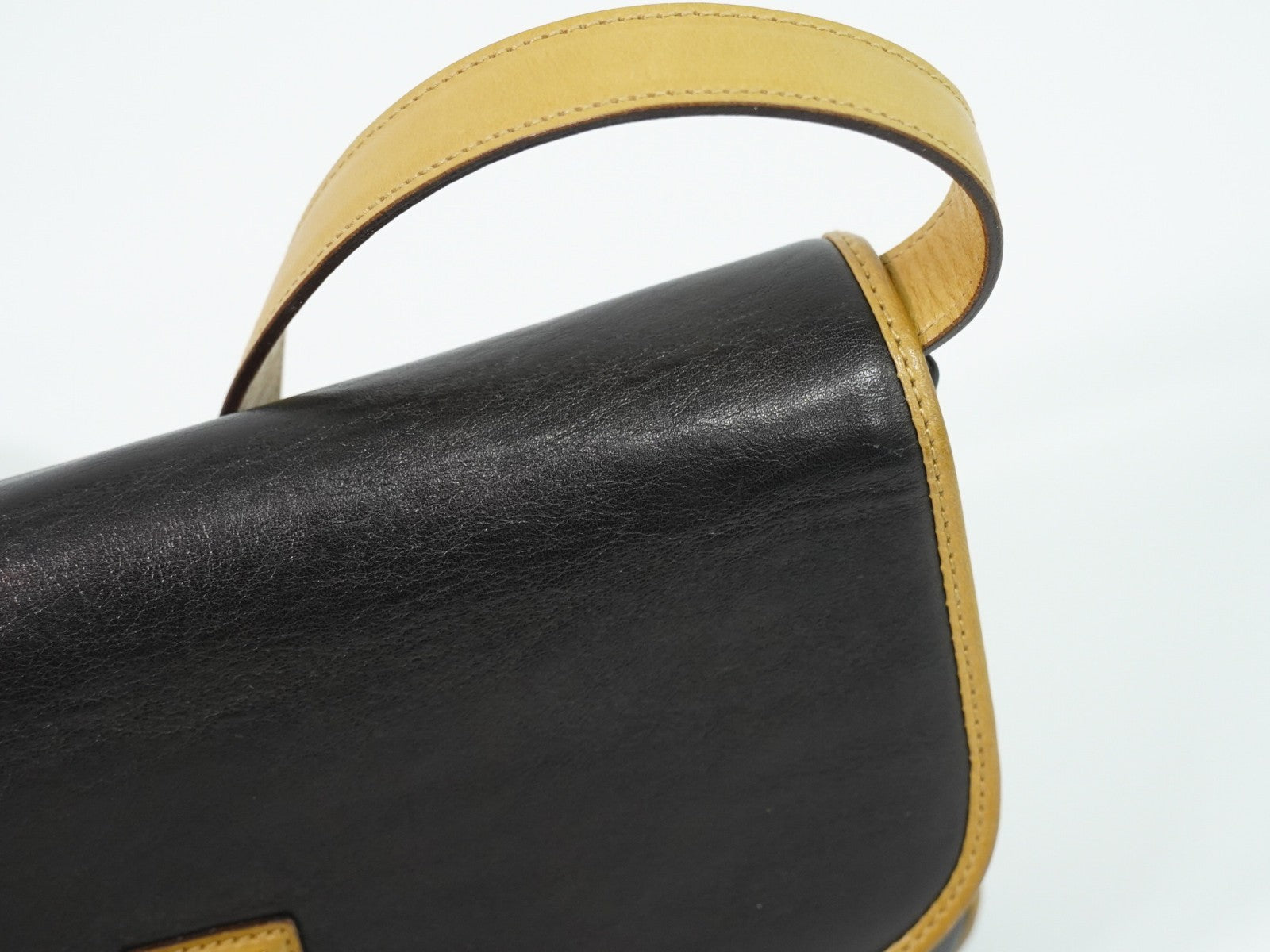 Celine Vintage Flap Leather, Black, Leather, Shoulder Bag