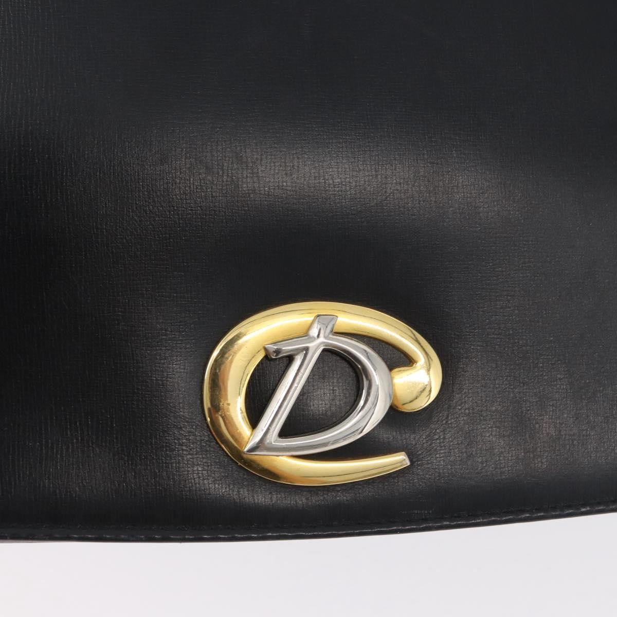 Christian Dior Vintage CD Logo Leather, Black, Leather, Shoulder Bag