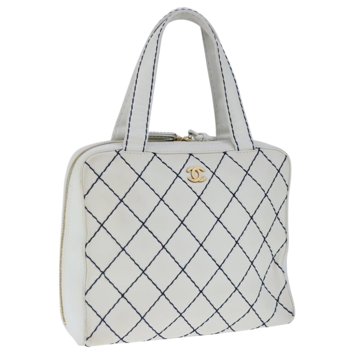 Chanel Wild stitch, White, Leather, tote