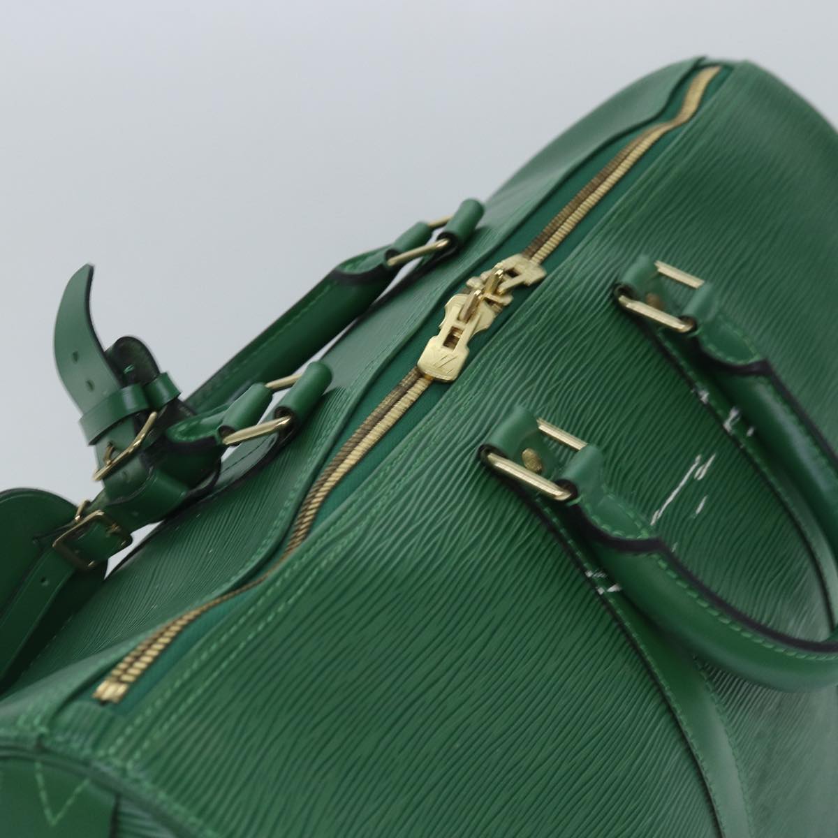 Louis Vuitton Keepall 45, Green, Leather, travel