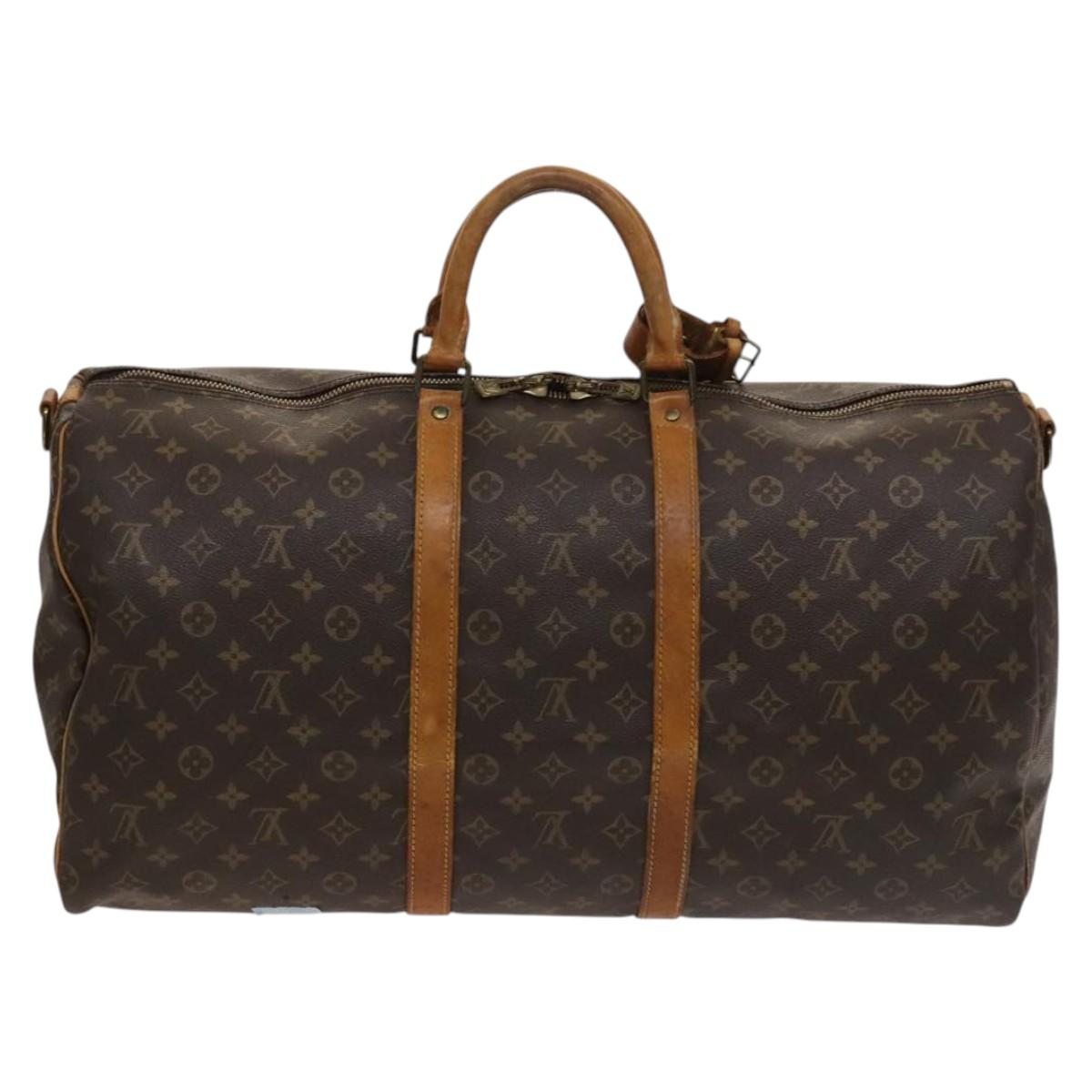 Louis Vuitton Keepall Bandouliere 55, Brown, Canvas, travel