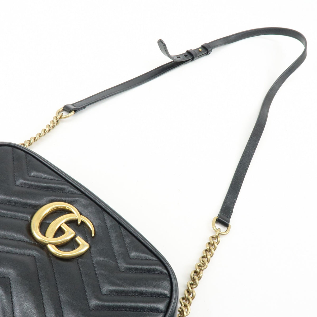Gucci GG Marmont Matelasse Leather, Black, Leather, Shoulder Bag