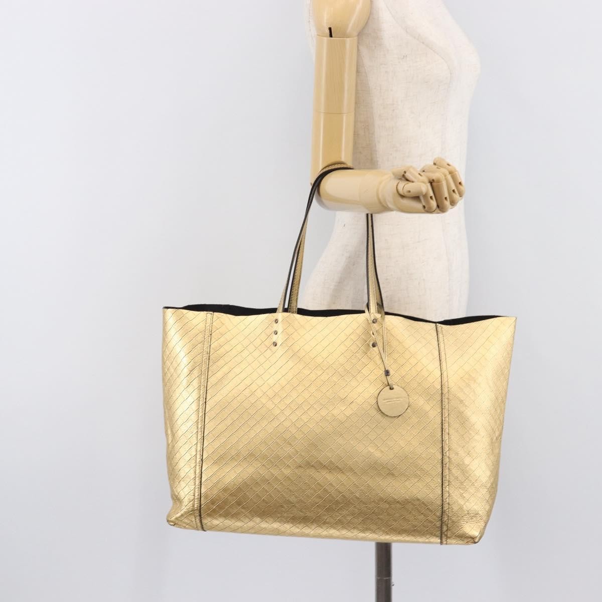Bottega Veneta Intrecciomirage Leather, Gold, Leather, Tote Bag