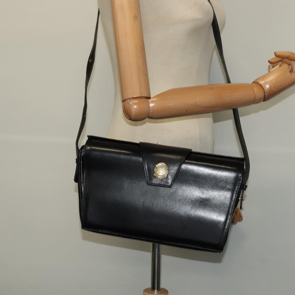 Celine Vintage Leather, Black, Leather, Shoulder Bag