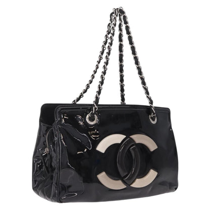 Chanel Lipstick Open Patent Vinyl, Black, Patent Leather, Tote Bag