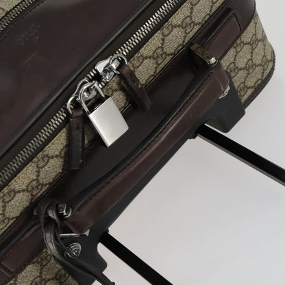 Gucci Web Trolley Rolling Luggage GG Coated Canvas, Beige, PVC, Travel Bag