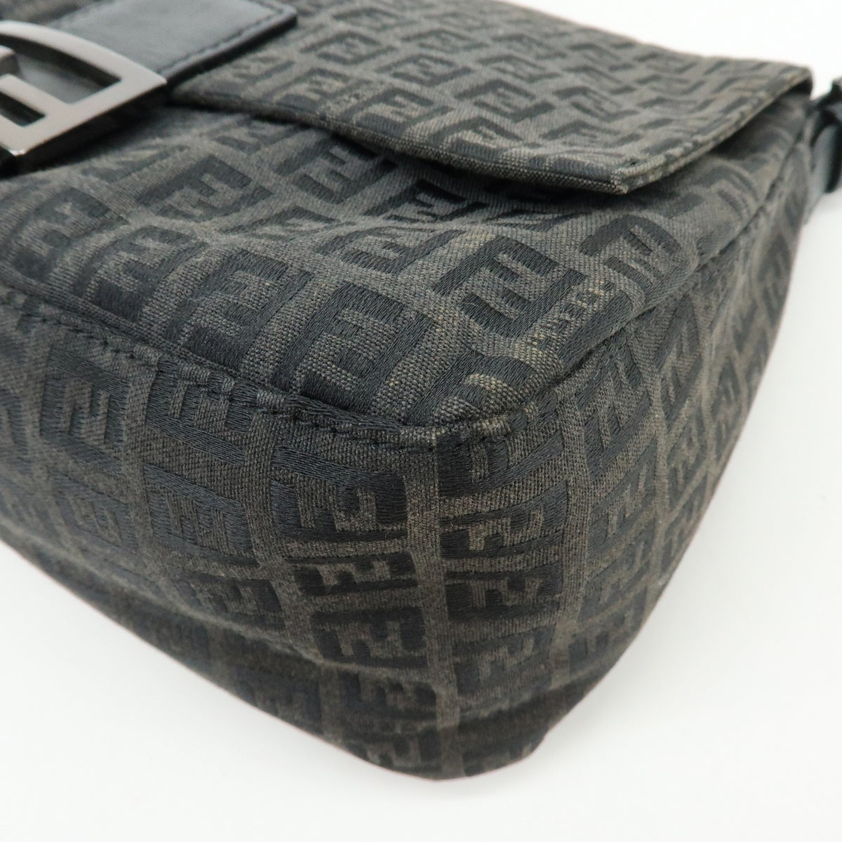 Fendi Zucchino Canvas Mamma Baguette Canvas, Black, Canvas, Shoulder Bag