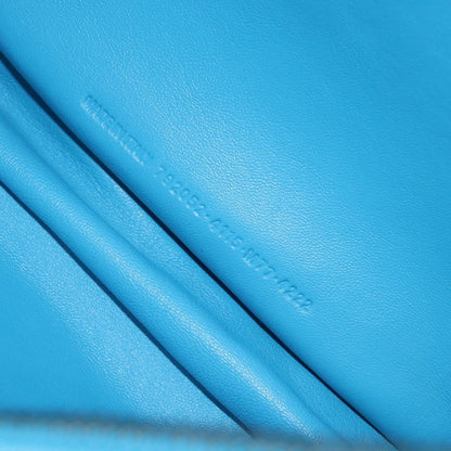 Balenciaga Leopolda Satin, Blue, Satin, Shoulder Bag