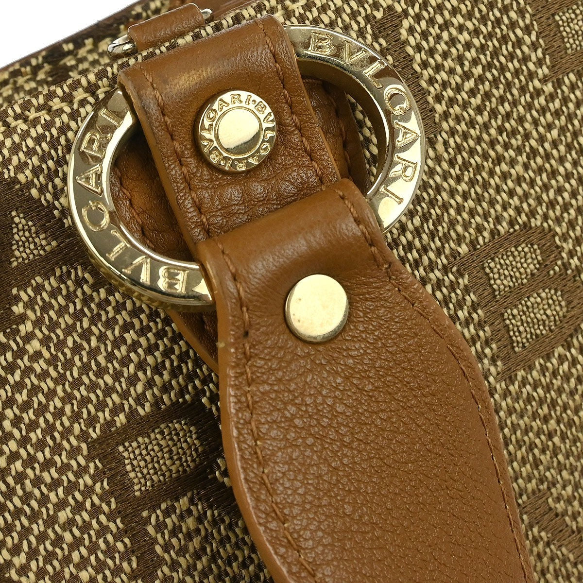 Bvlgari Logomania Canvas, Brown, Canvas, Handbag