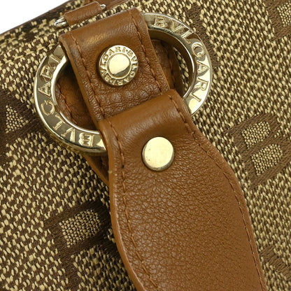 Bvlgari Logomania Canvas, Brown, Canvas, Handbag