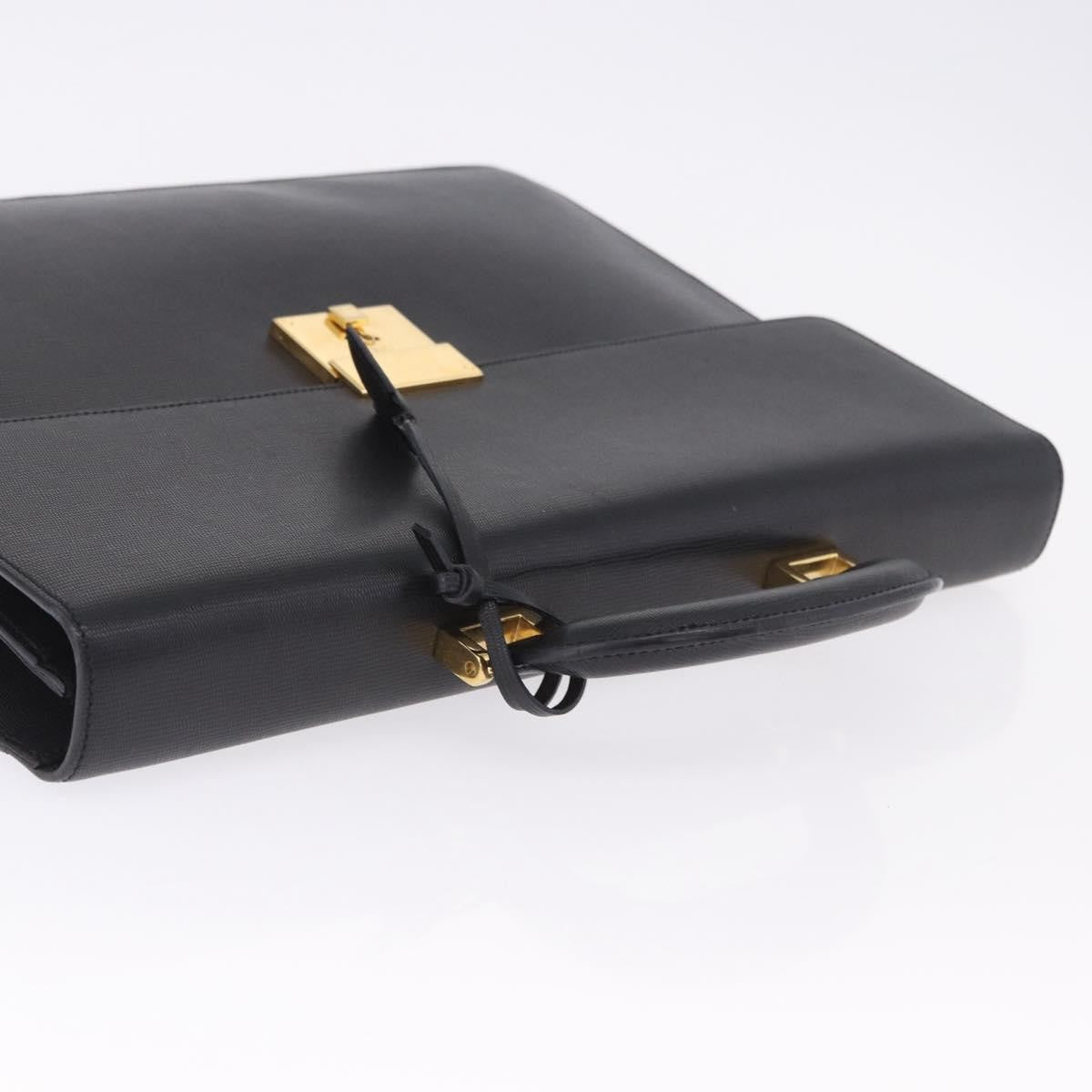 Celine Cartable Business Leather, Black, Leather, Briefcase