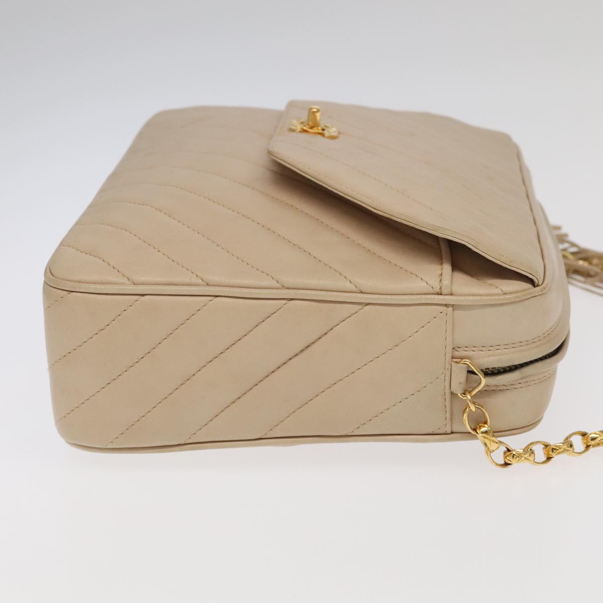 Chanel Coco Mark, Beige, Leather, shoulder