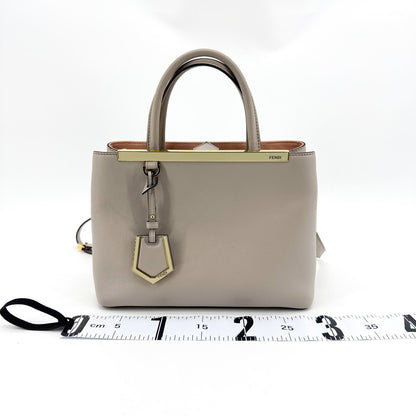 Fendi 2Jours Leather, Gray, Leather, Handbag