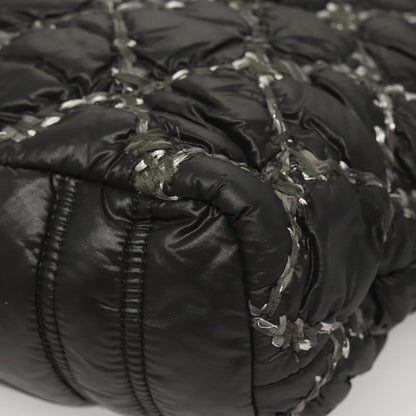 Chanel Tweed on Stitch Zip Tote Quilted Nylon, Black, Nylon, Shoulder Bag