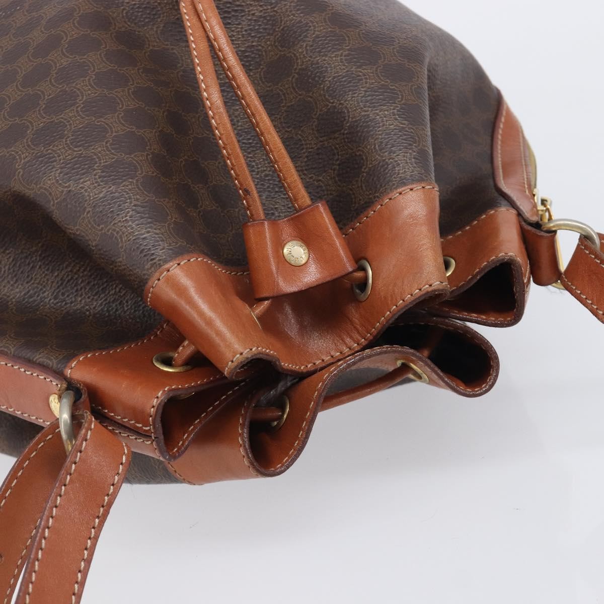 Celine Macadam Shoulder Leather, Brown, Canvas, Crossbody Bag