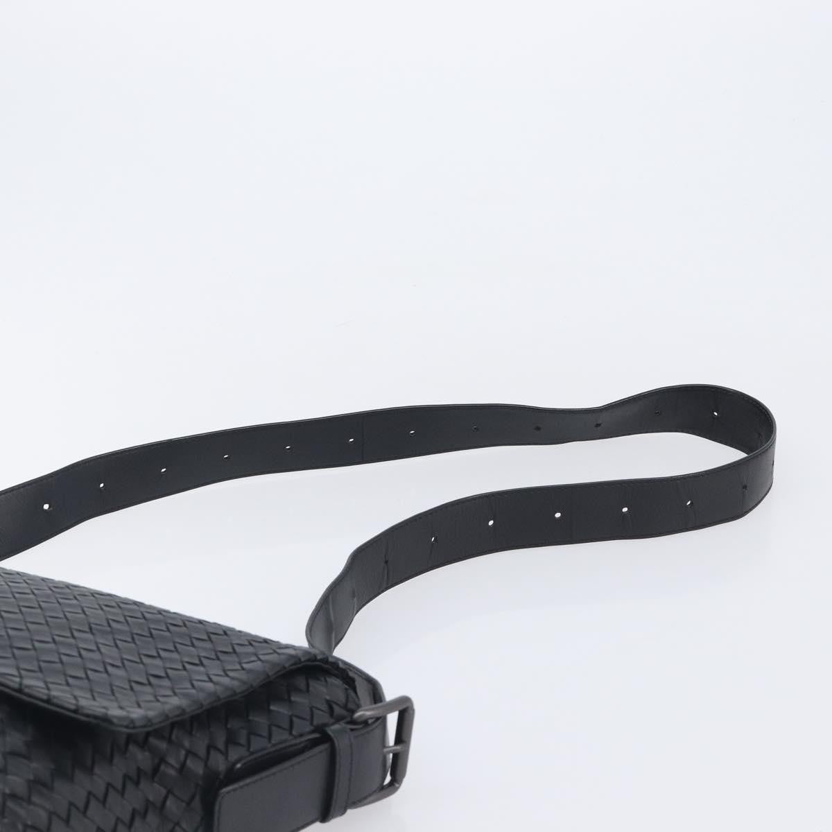 Bottega Veneta Square Flap Messenger Intrecciato Nappa, Black, Leather, Handbag