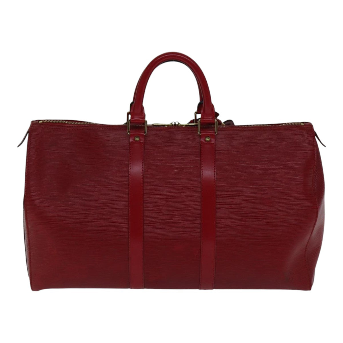 Louis Vuitton Keepall 45, Red, Leather, travel