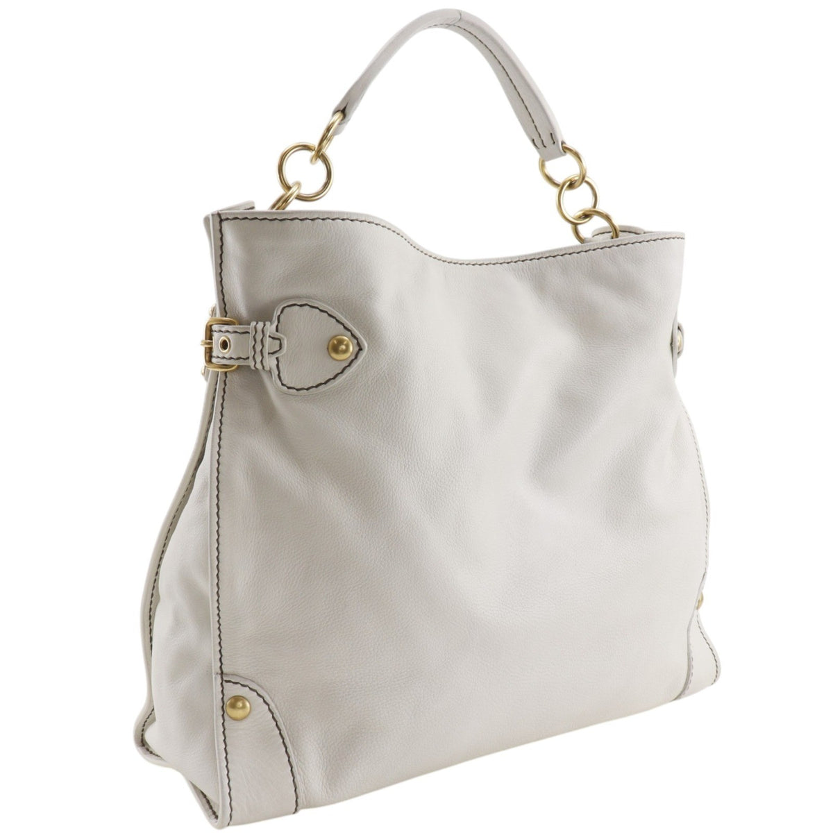 Miu Miu Madras Shoulder Leather, Beige, Leather, Crossbody Bag