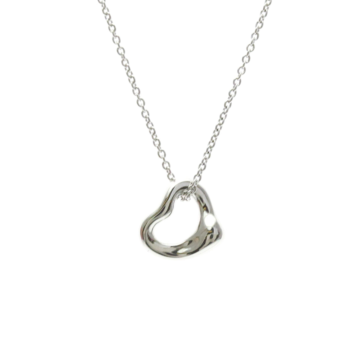 Tiffany & Co. Elsa Peretti Open Heart Pendant Platinum, Silver, Platinum, Necklace