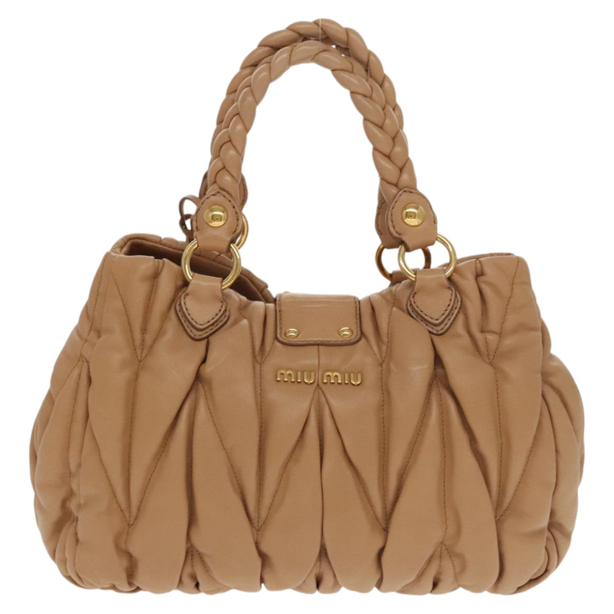 Miu Miu Matelassé, Brown, Leather, handbag