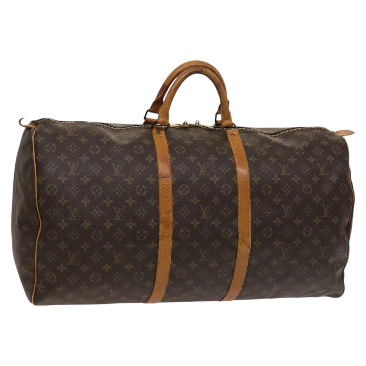 Louis Vuitton Keepall 60, Brown, Canvas, travel