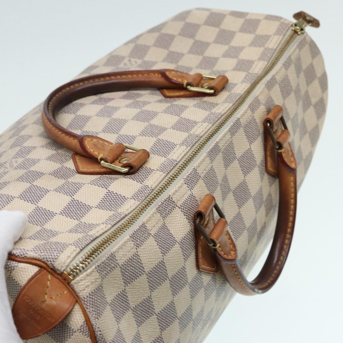 Louis Vuitton Speedy 35, White, Canvas, handbag