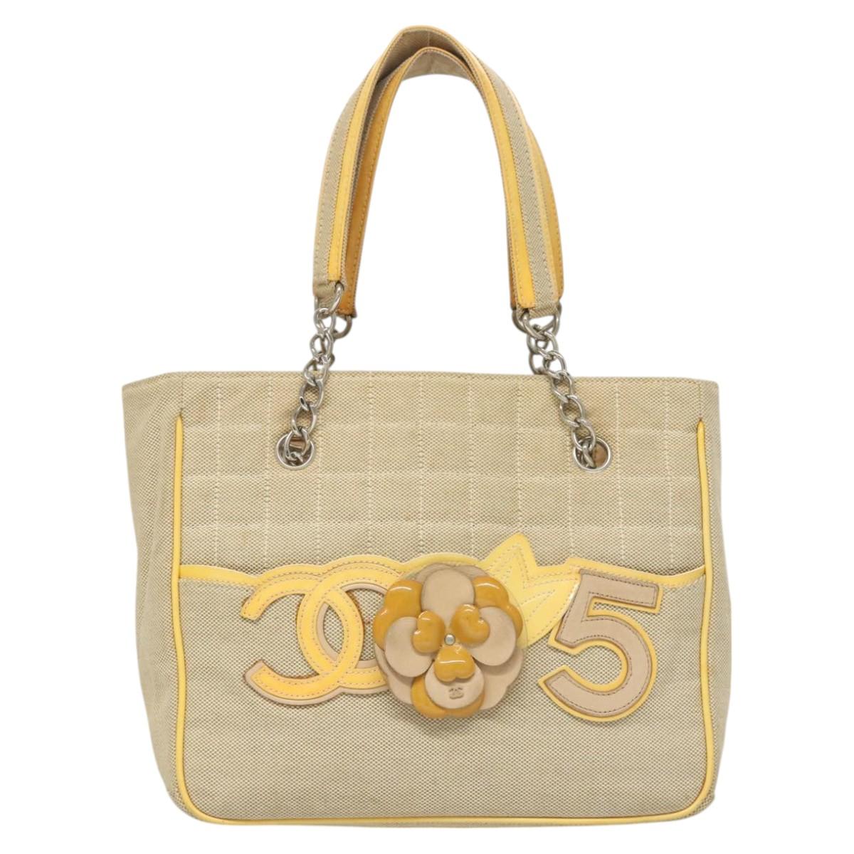 Chanel Camellia, Beige, Canvas, handbag