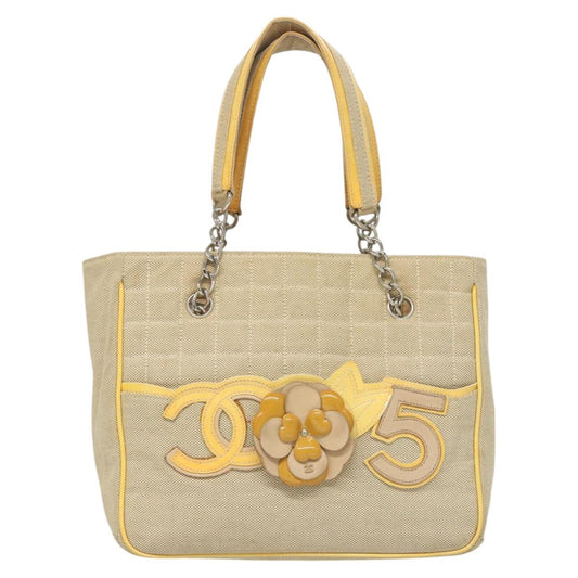 Chanel Camellia, Beige, Canvas, handbag