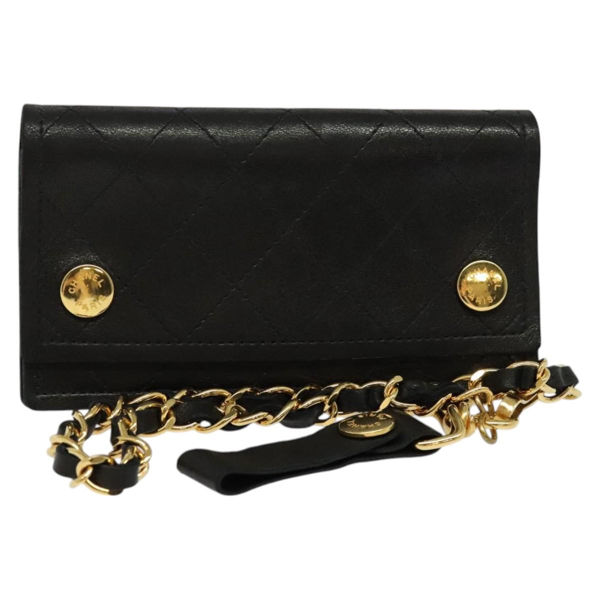Chanel Wallet On Chain, Black, Leather, wallet