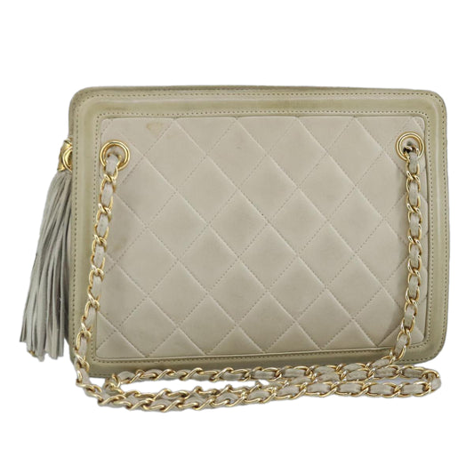 Chanel, Beige, Leather, shoulder