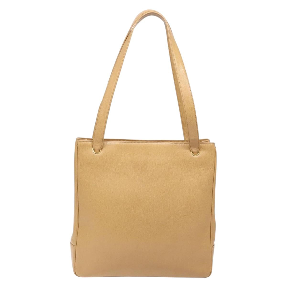 Chanel Coco Mark, Beige, Leather, tote
