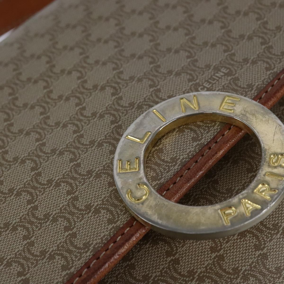 Céline Macadam, Beige, Canvas, shoulder