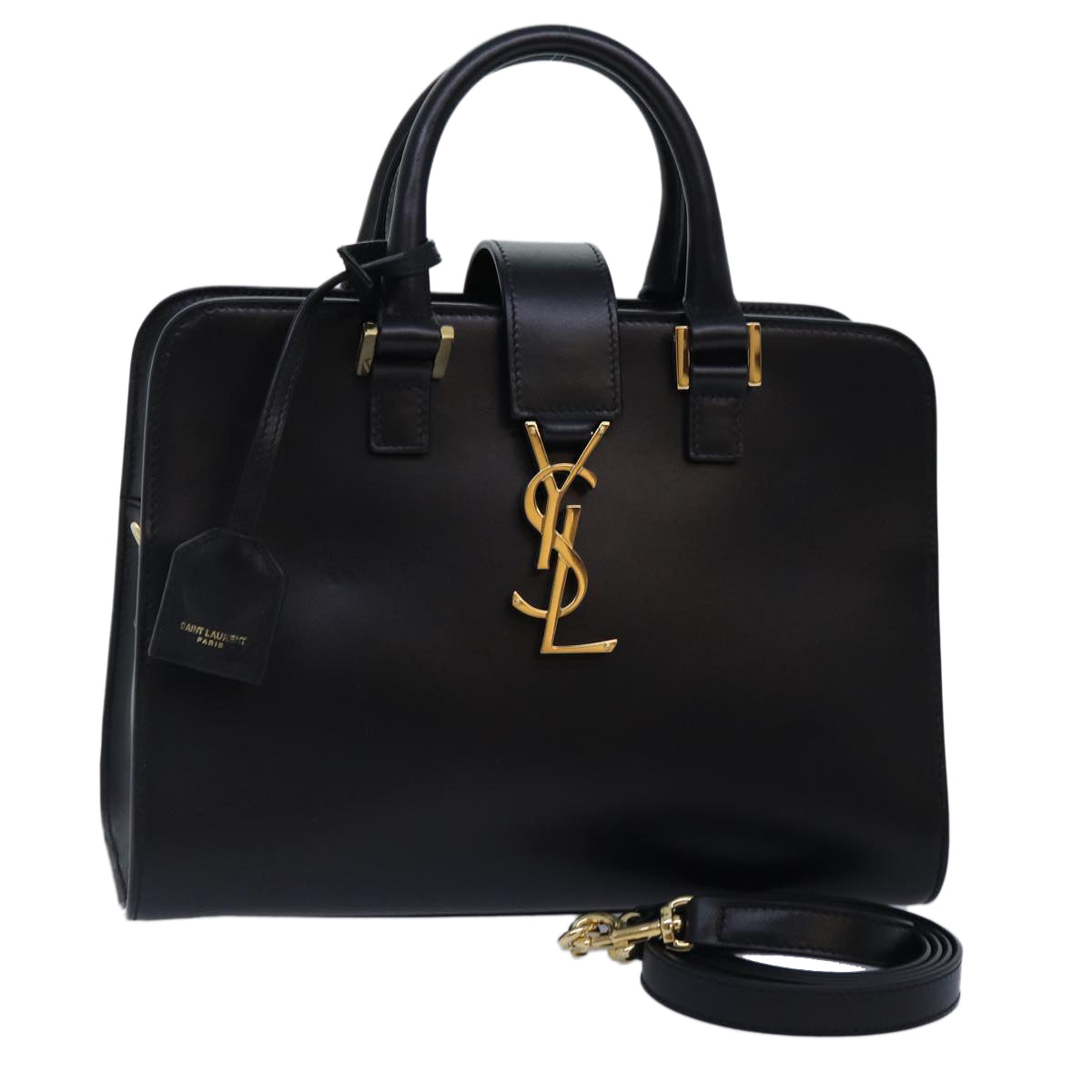 Saint Laurent Baby Cabas, Black, Leather, handbag