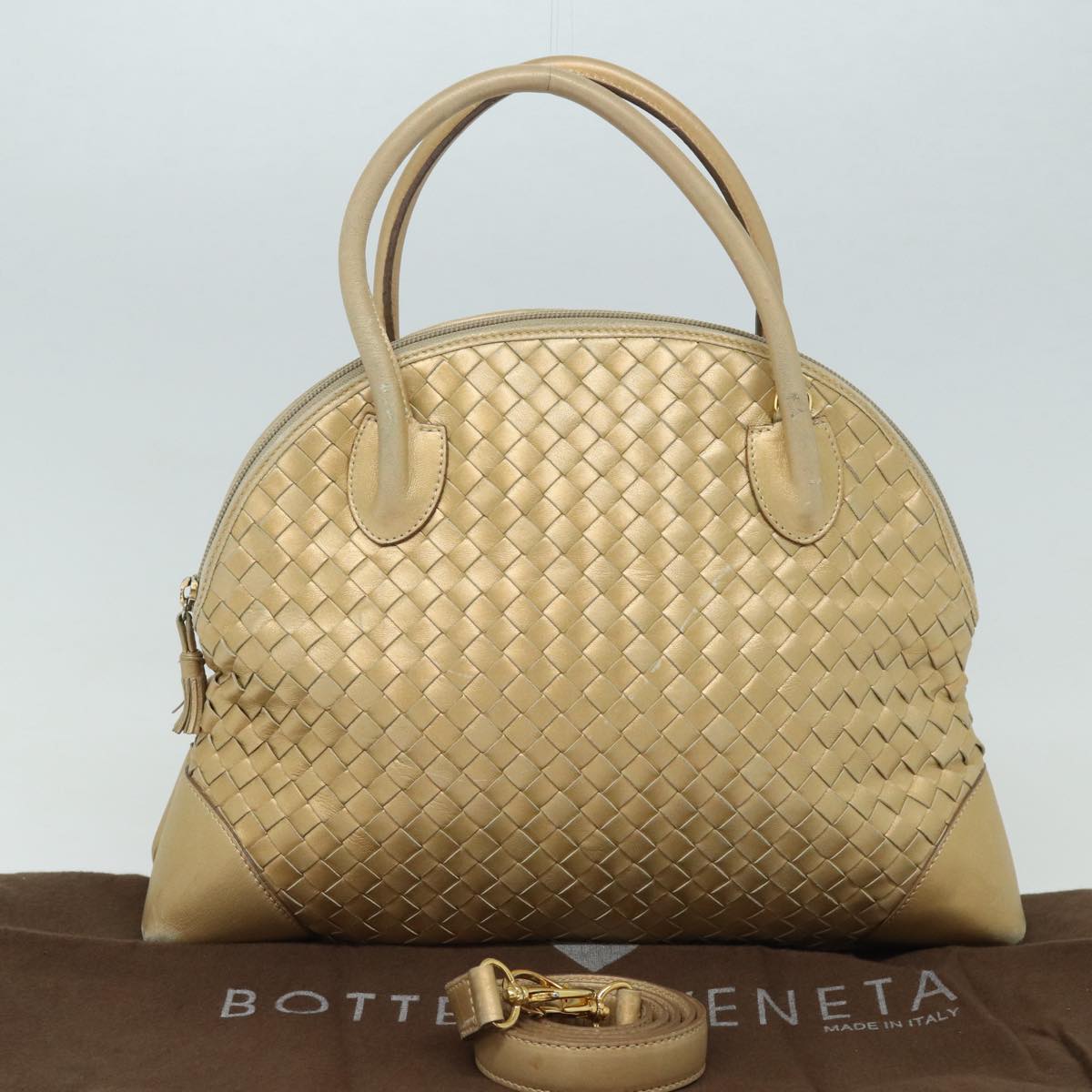 Bottega Veneta Intrecciato, Gold, Leather, handbag