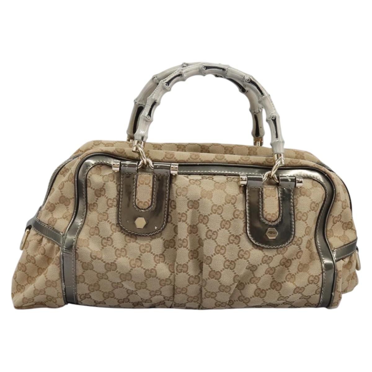 Gucci Bamboo, Beige, Canvas, handbag