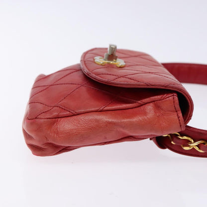 Chanel Bag belt, Red, Leather, clutch