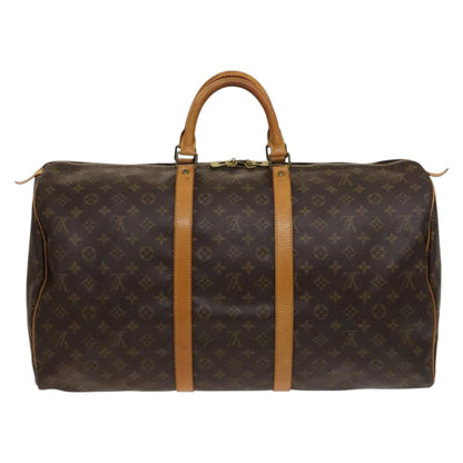 Louis Vuitton Keepall 55, Brown, "CANVAS, LEATHER", travel