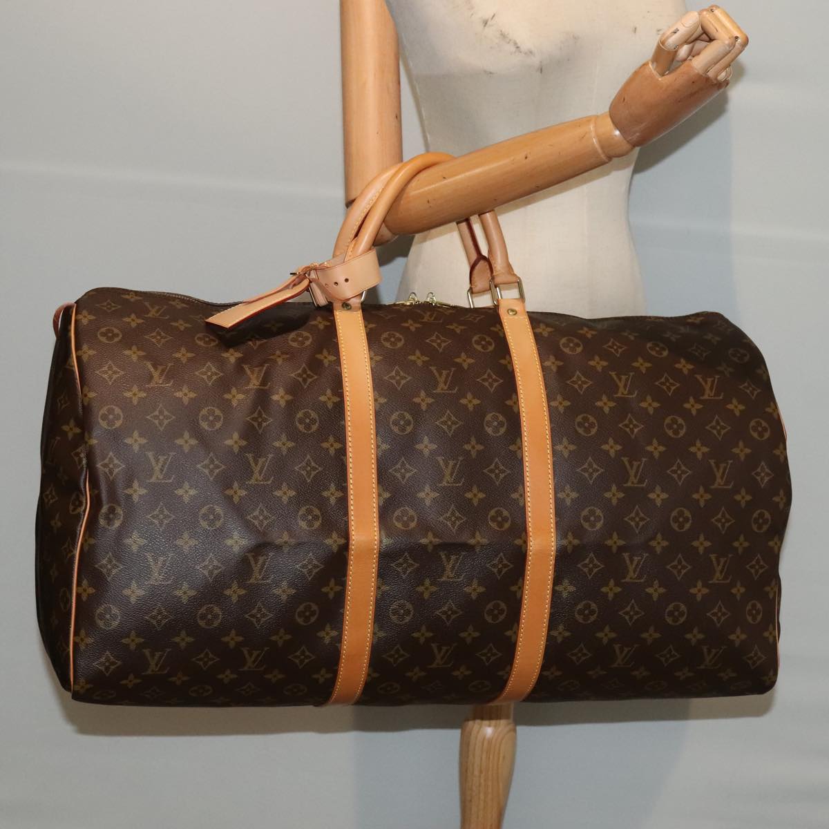 Louis Vuitton Keepall 60, Brown, Canvas, travel