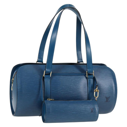 Louis Vuitton Soufflot, Blue, Leather, handbag