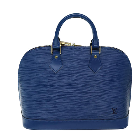 Louis Vuitton Alma, Blue, Leather, handbag