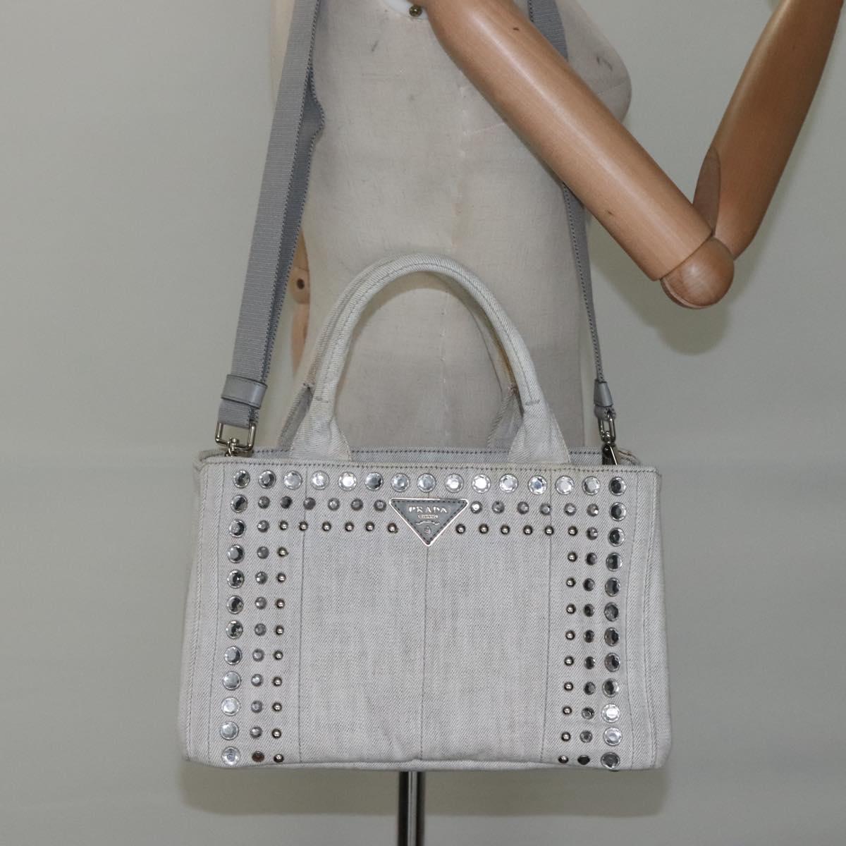 Prada Canapa, Grey, Denim - Jeans, handbag