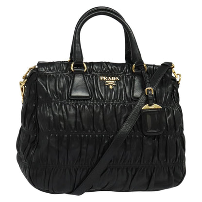 Prada Gaufre, Black, Leather, handbag