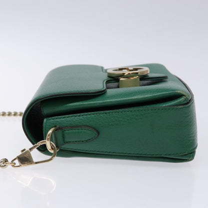 Gucci Interlocking G, Green, Leather, shoulder