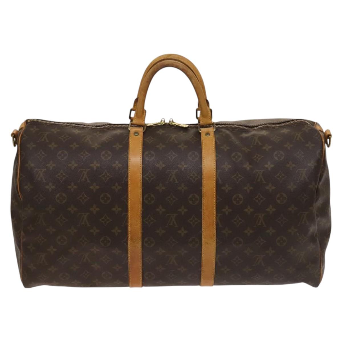 Louis Vuitton Keepall Bandouliere 55, Brown, Canvas, travel