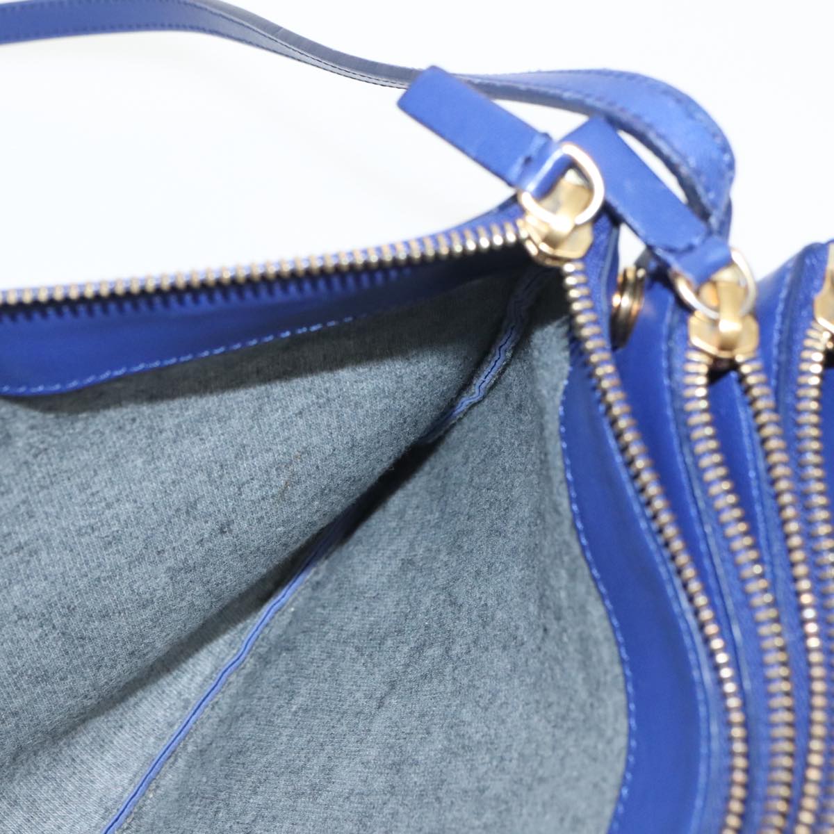 Céline Trio, Blue, Leather, shoulder