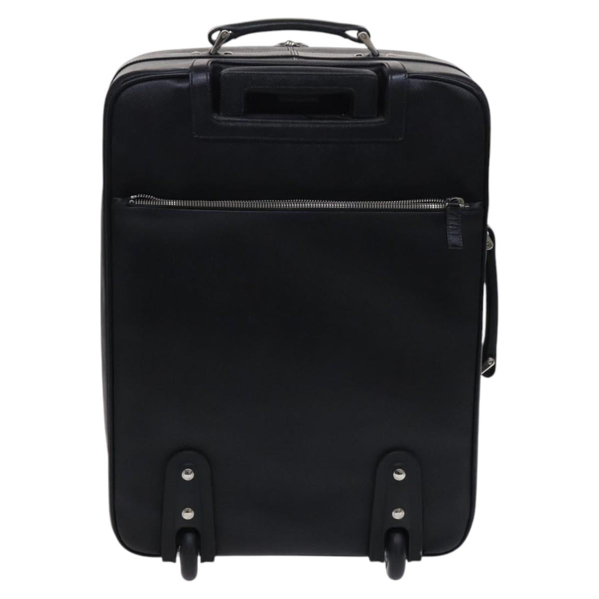Prada Triangle Logo, Black, Leather, travel