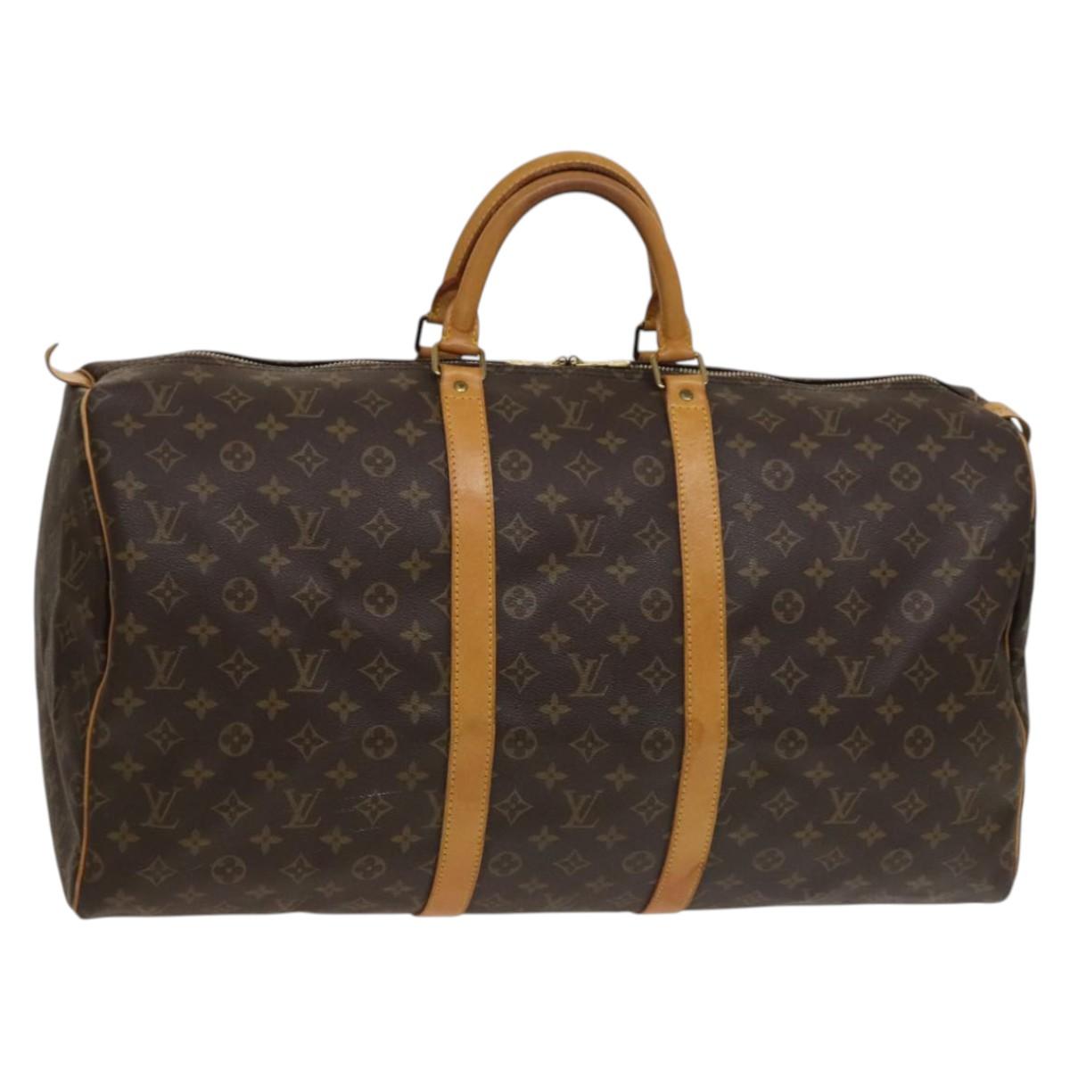 Louis Vuitton Keepall 55, Brown, Canvas, travel