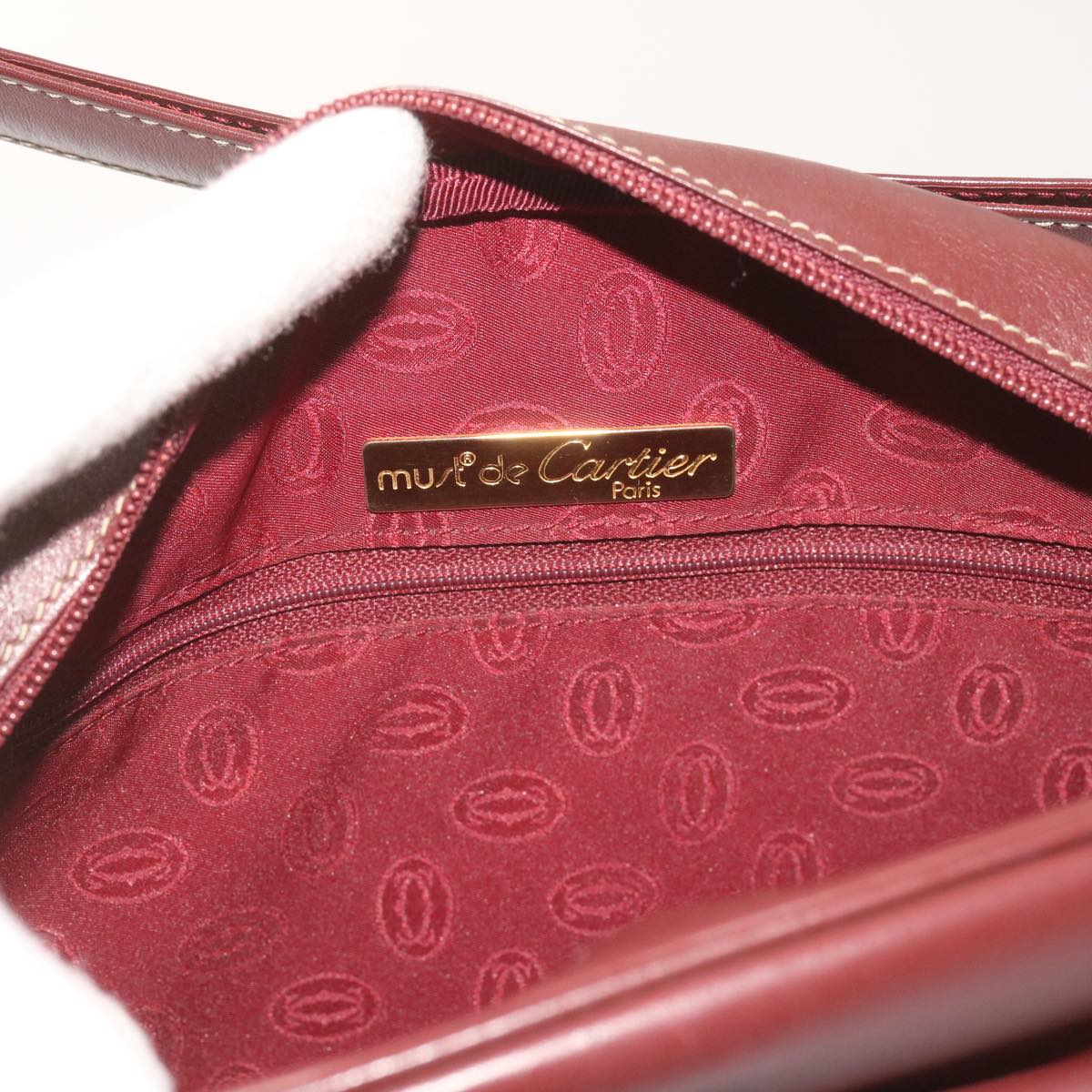 Cartier Must de Cartier, Burgundy, Leather, shoulder